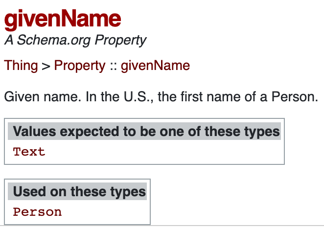 schema.org 的 Givenname 属性