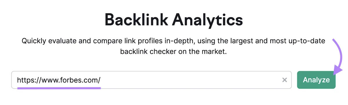 在 Backlinks 工具中搜索 forbes.com