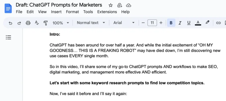 我们某个 YouTube 脚本的示例