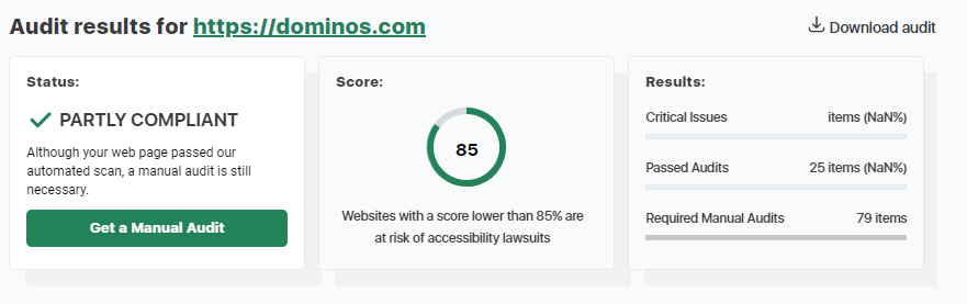 Accessibility Checker 显示审计评分