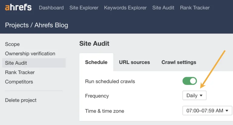 如何在 Site Audit 中安排抓取