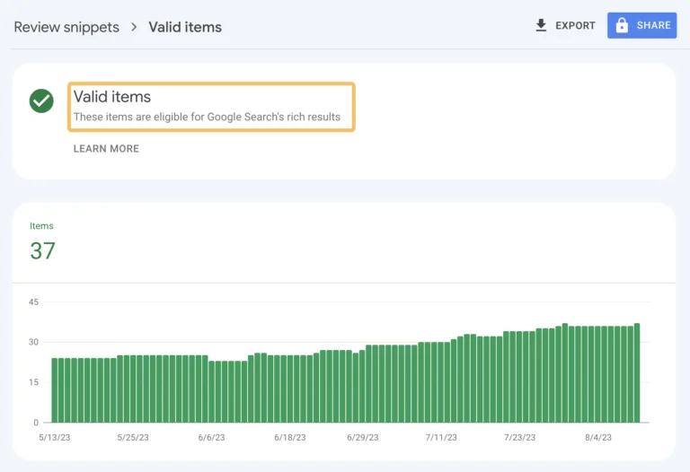 通过 Google Search Console 显示的有效项目提示