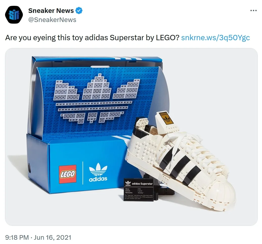 Sneaker News 在 X 上有关 Adidas 与 Lego 合作的帖子