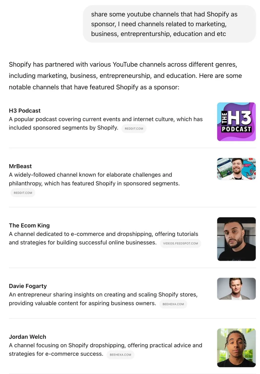 用 ChatGPT 寻找可赞助的 YouTube 频道