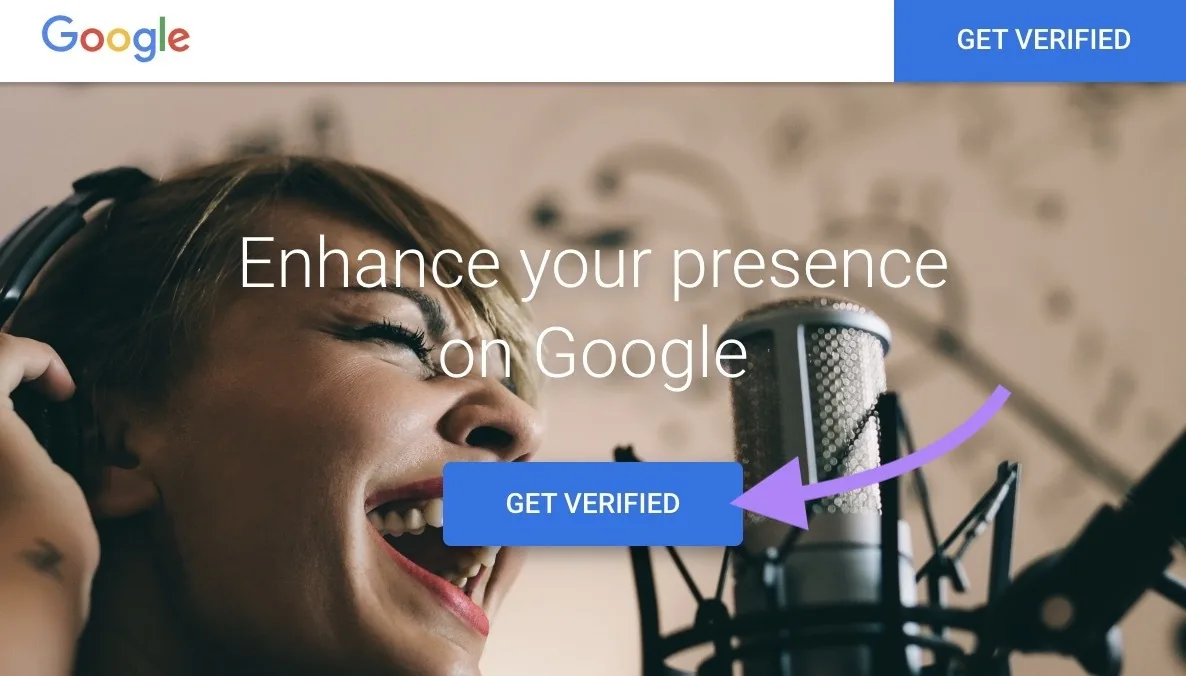 在 Google 的某个页面点击“Get Verified”按钮。