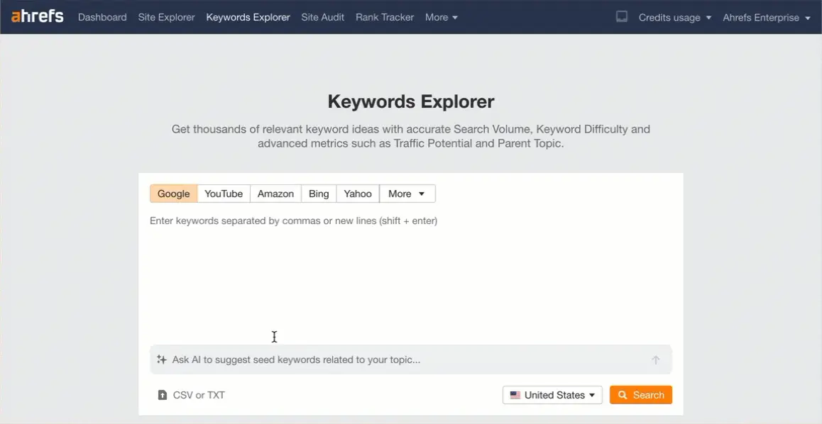 如何在 Keywords Explorer 工具中聚类已有的关键词列表