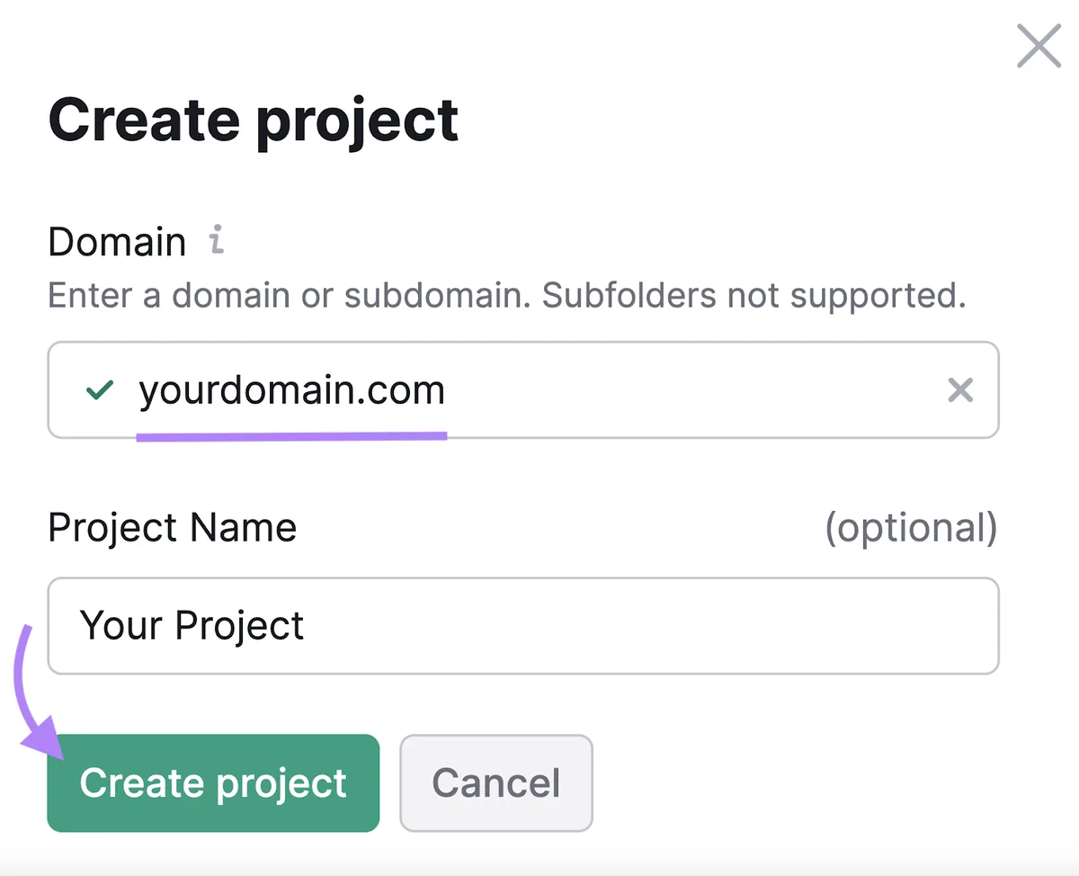 在 Site Audit 中输入你的网站 URL