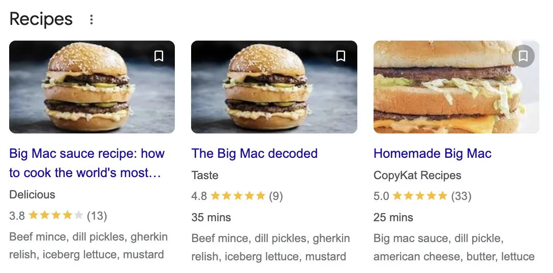 食谱轮播示例，来自 google.com