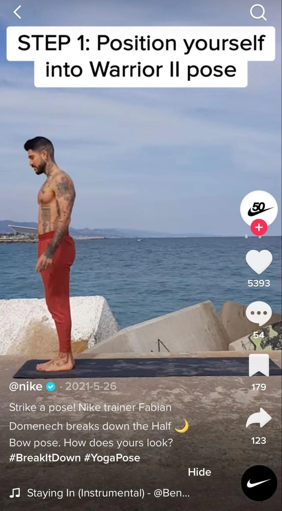 Nike TikTok 视频中的话题标签