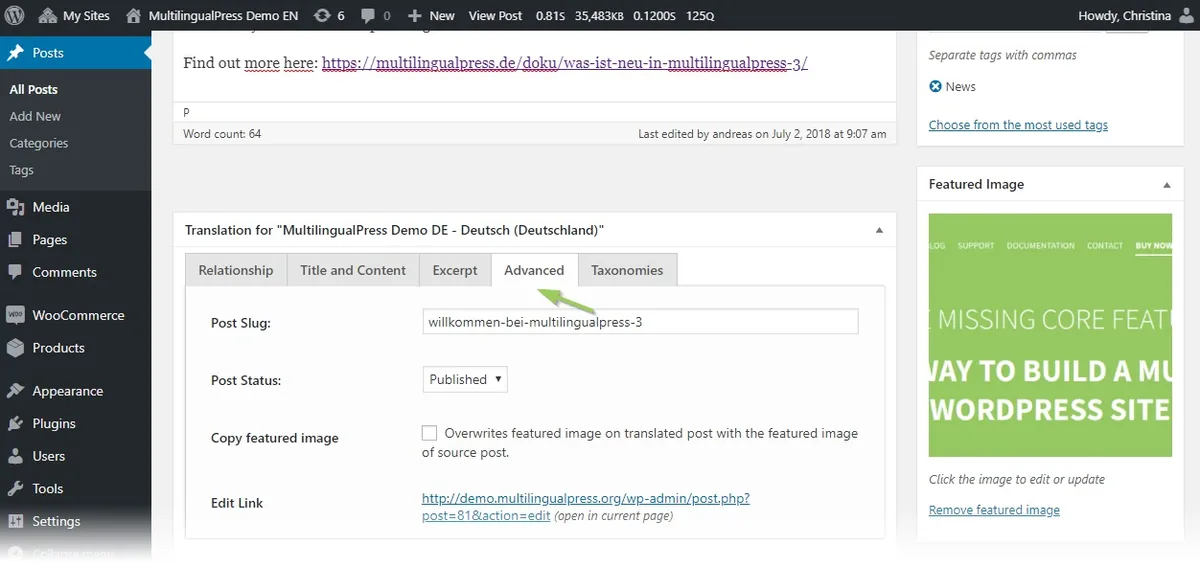 WordPress 中的翻译设置