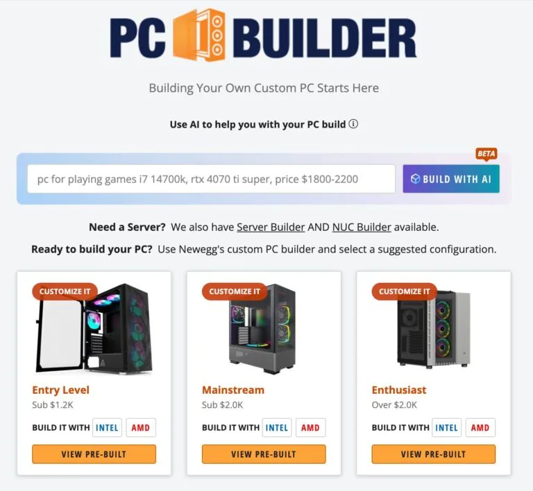 Newegg 的电脑配置器。