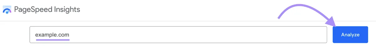 Google PageSpeed Insights 中的“Analyze”按钮