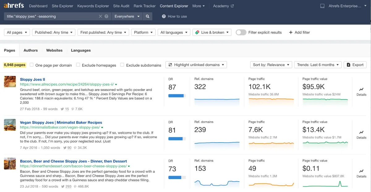 Content Explorer 结果