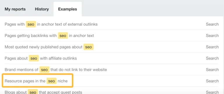 使用 Web Explorer 查找可供外联的资源页面
