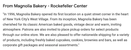 Magnolia Bakery 描述