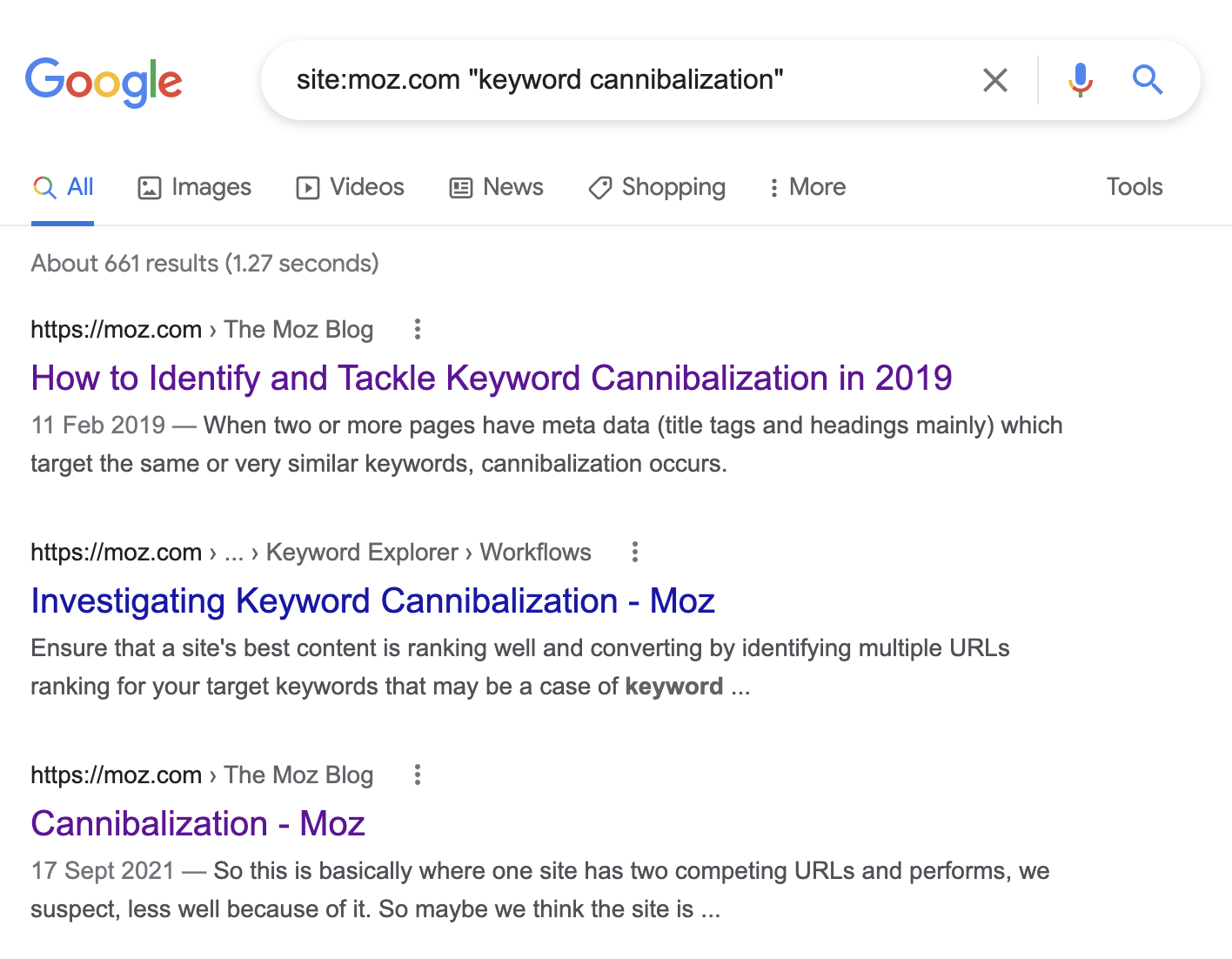 用 Google site: 搜索发现关键词蚕食问题