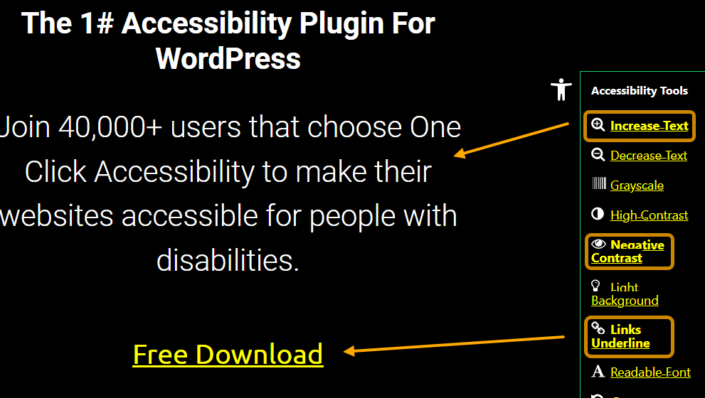 One Click Accessibility 菜单功能