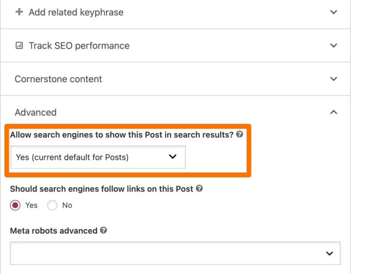 Yoast Noindex