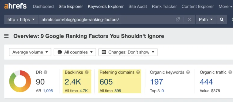 在 Ahrefs 的 Site Explorer 中检查指向某页面的反向链接