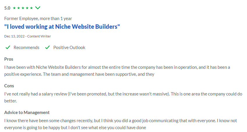 Glassdoor 上的好评
