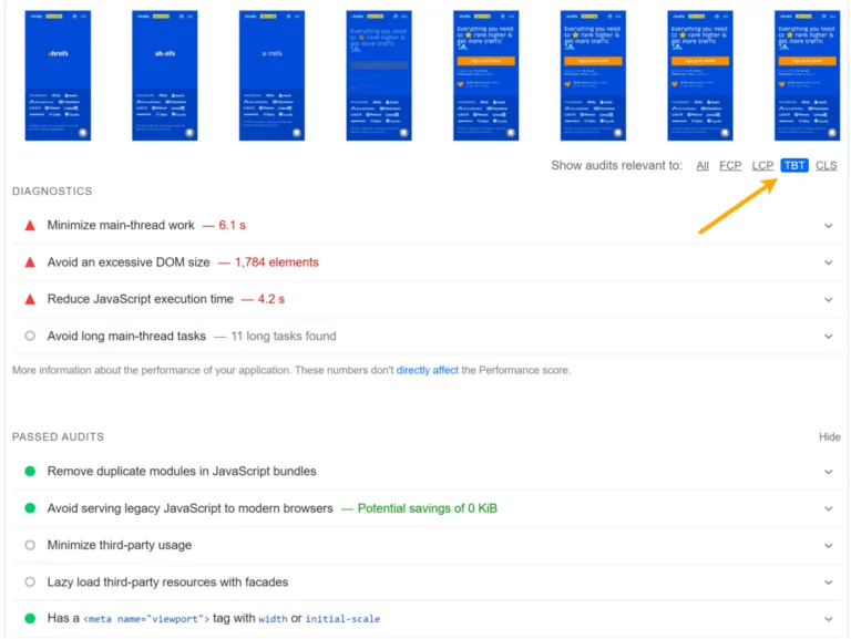 Google PageSpeed Insights 中与 TBT 相关的问题
