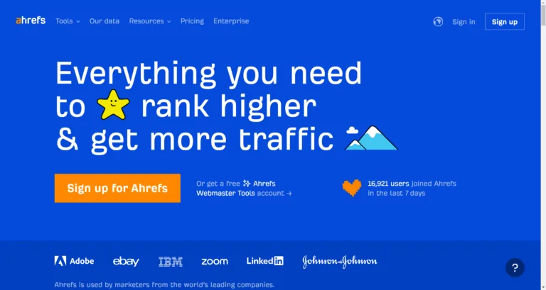 Ahrefs 首页截图